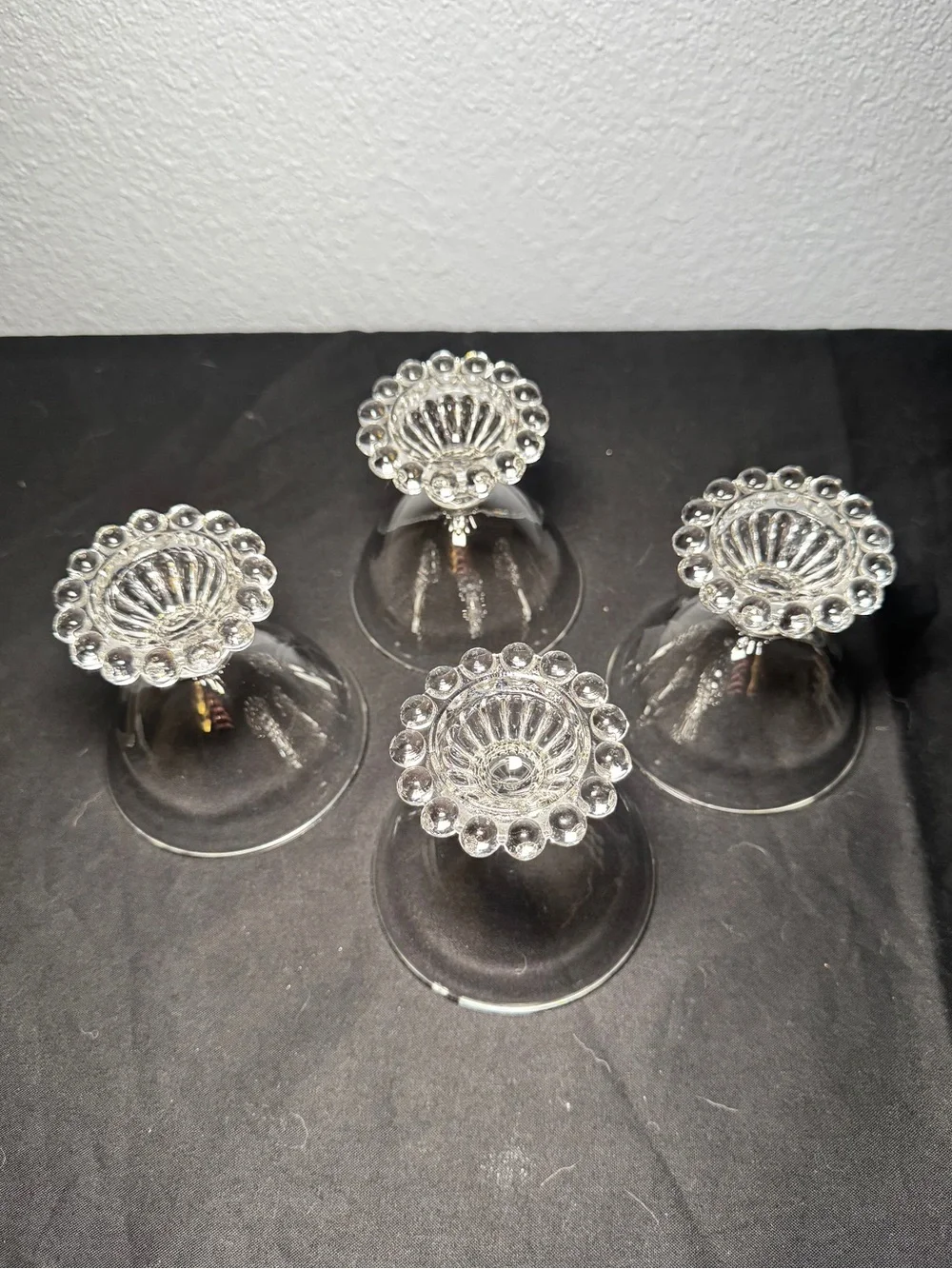 Vintage 1950s Anchor Hocking Berwick Boopie Beaded Base Glassware Set of 4